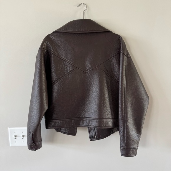 NWOT! MOTHER - The Count Chocula Faux Leather Jacket - Brown - Picture 15 of 16